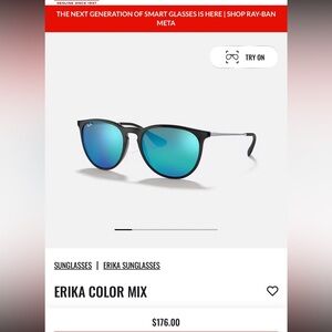 Ray-Ban Black Frame with Blue-Green Lenses